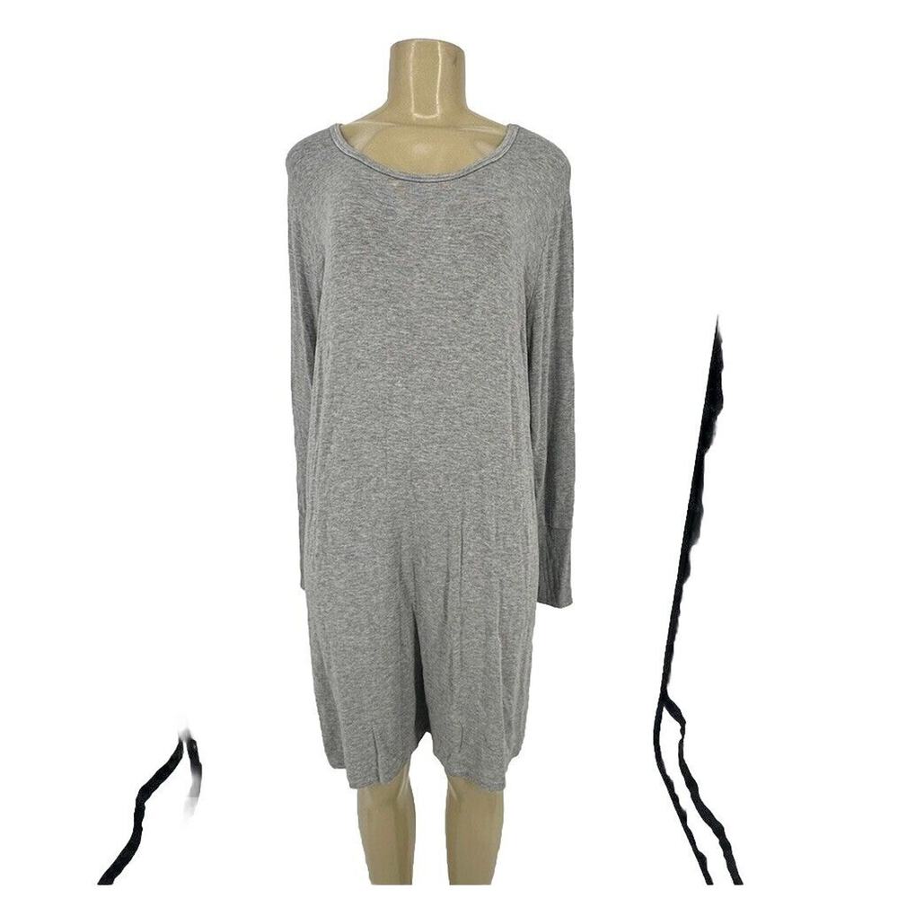 Athleta Gray Crew Neck Long Sleeve Keyhole Back Dress Women’s Size Medium H157v